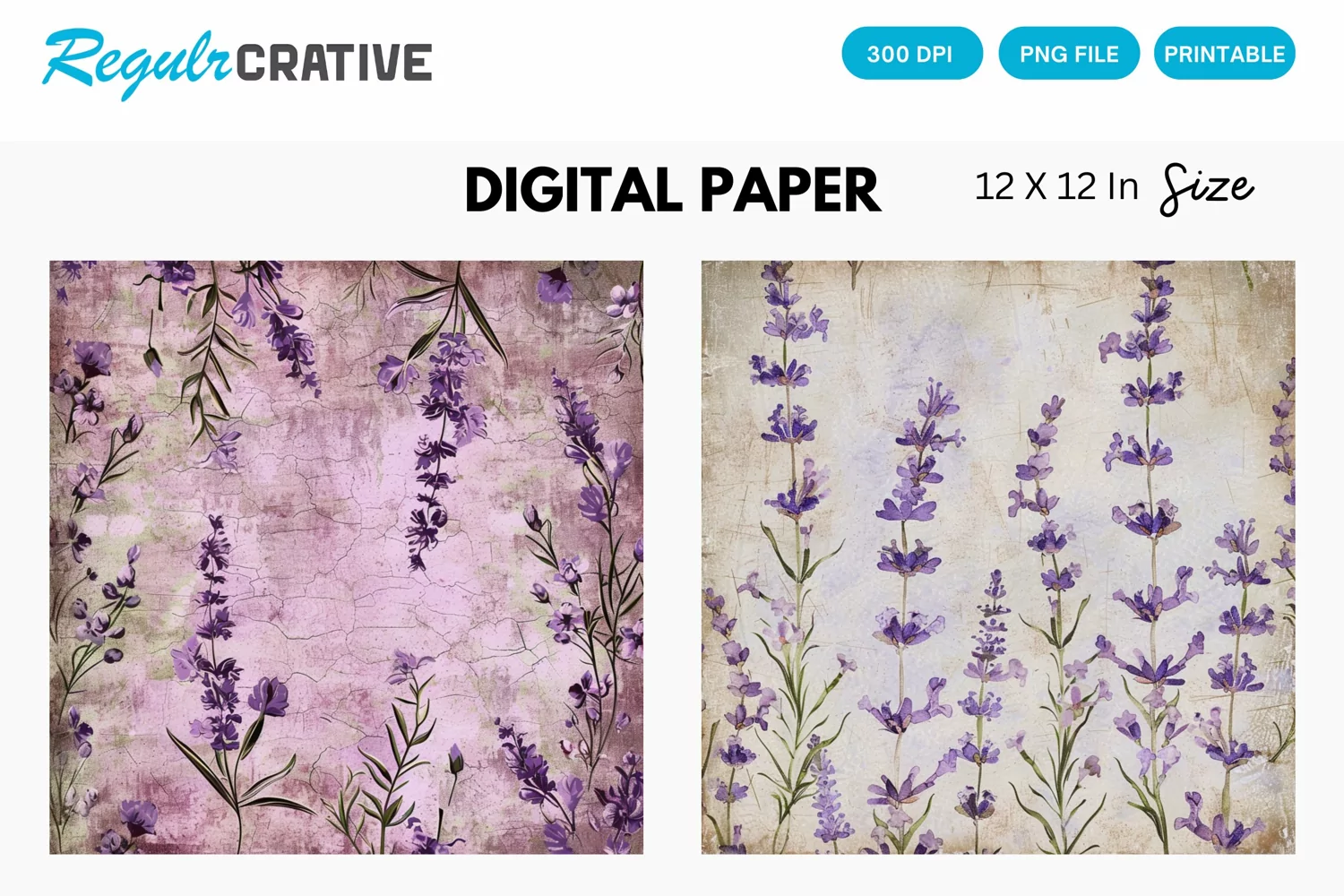 Vintage Lavender Digital Paper, Vintage Lavender Pattern product image 1