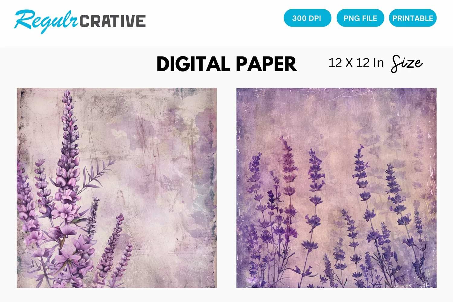Vintage Lavender Digital Paper, Vintage Lavender Pattern product image 1