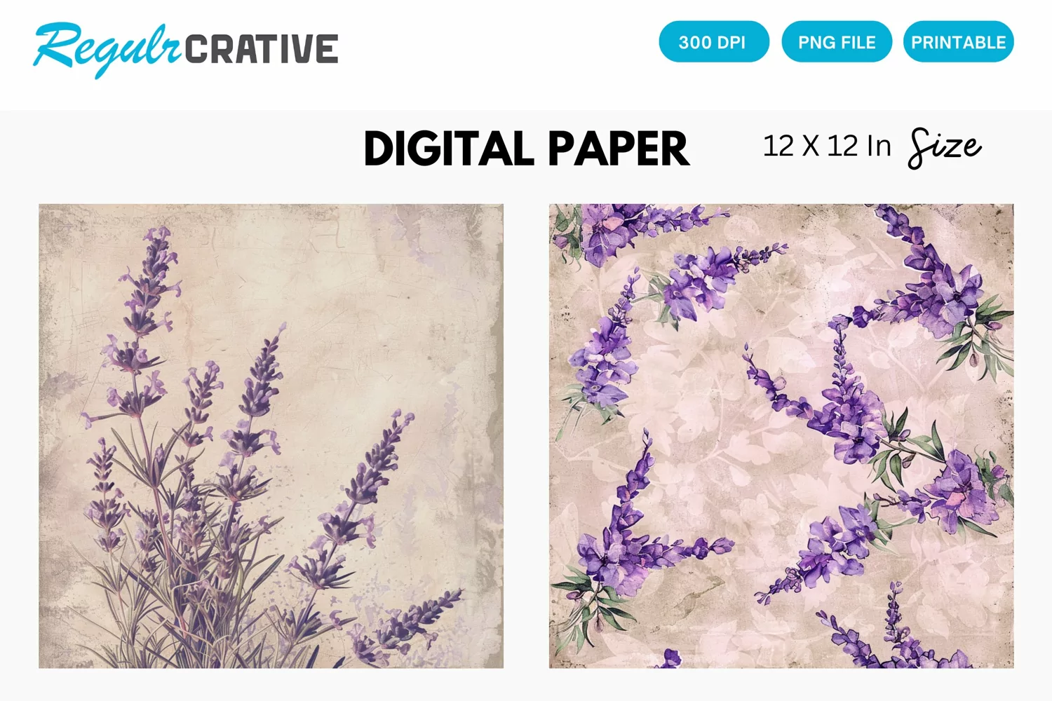 Vintage Lavender Digital Paper, Vintage Lavender Pattern product image 1