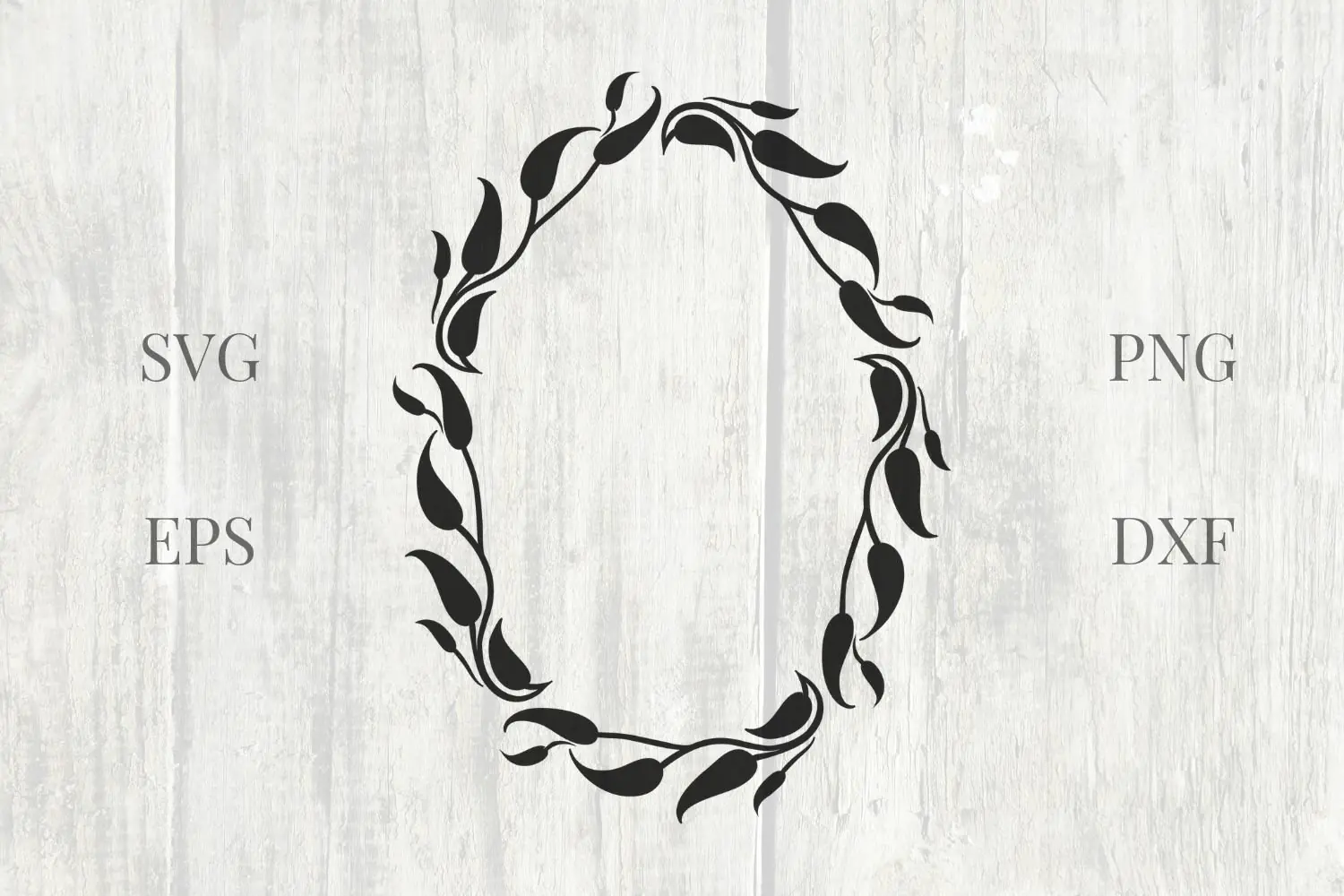 Leaves Oval Wedding Frame SVG
