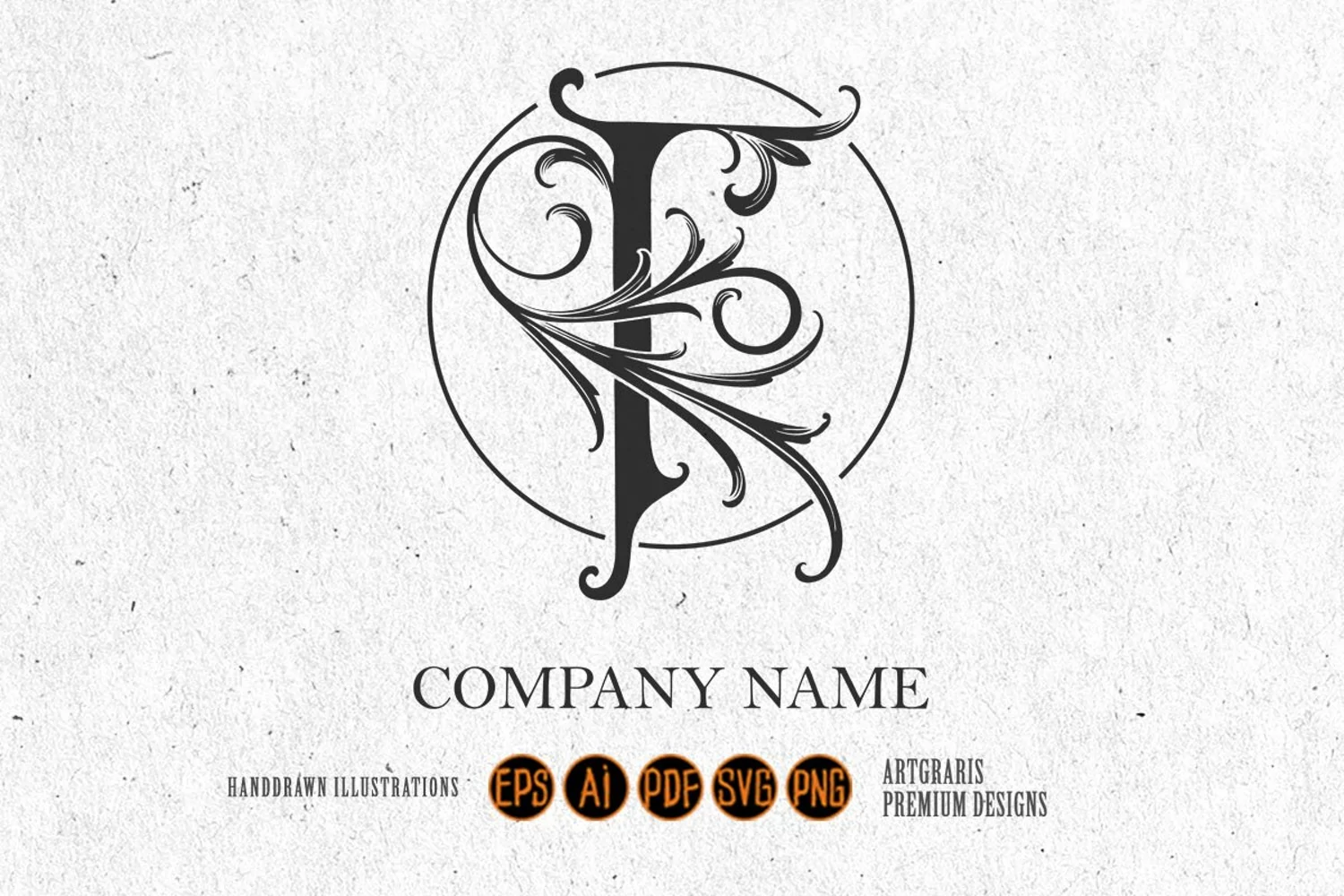 Vintage letter T monogram logo flourish elegance monochrome product image 1
