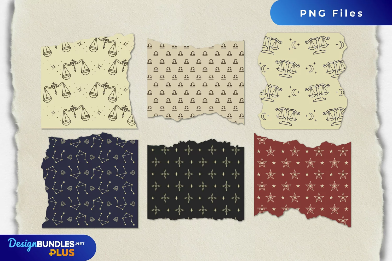 Vintage Libra Seamless Pattern Torn Paper product image 1