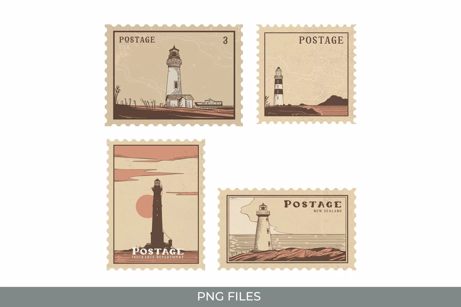 Vintage Lighthouse Postage - Scrapbook Clipart product image 1