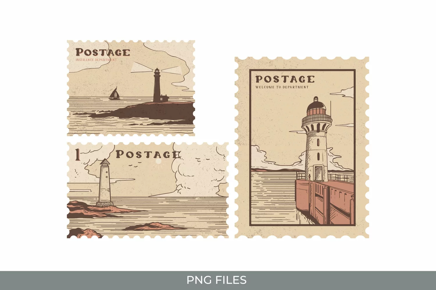 Vintage Lighthouse Postage - Scrapbook Clipart product image 1