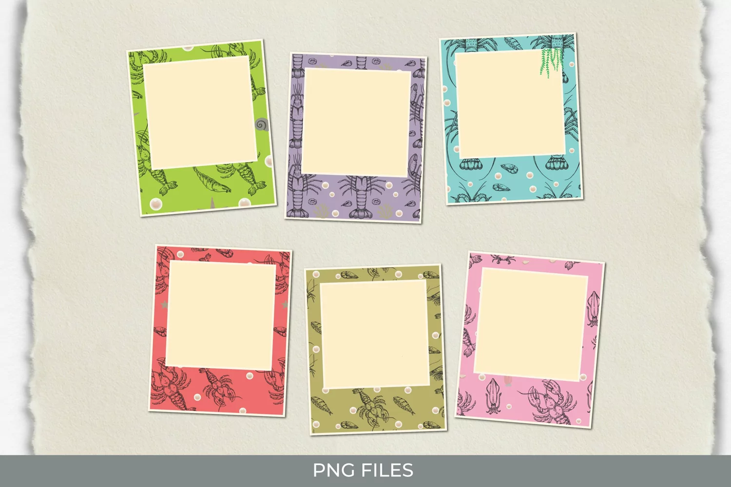 Vintage Lobster Seamless Pattern Frame Set product image 1