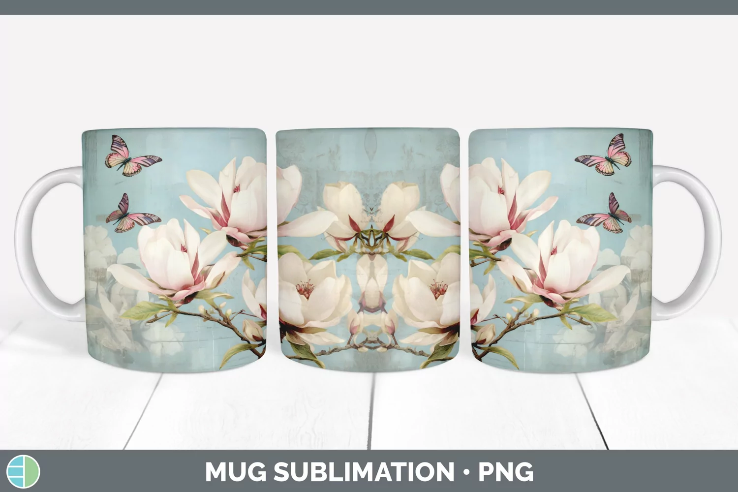 GorgeousDecoupage Magnolias Mug Wrap design.
