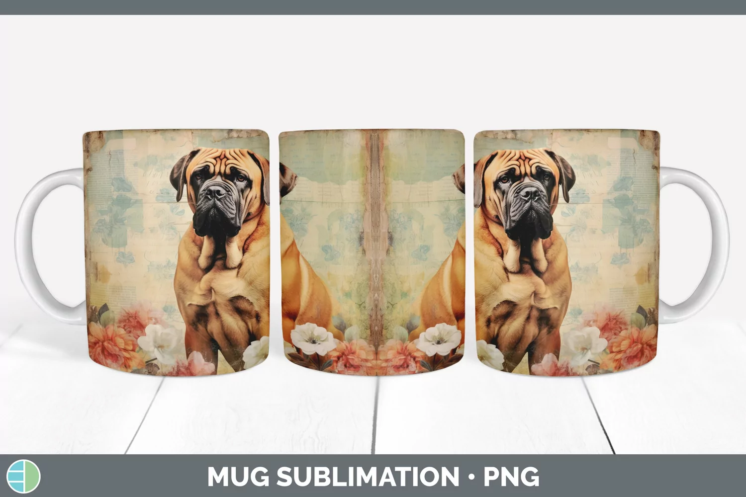 GorgeousDecoupage Mastiffs Mug Wrap design.