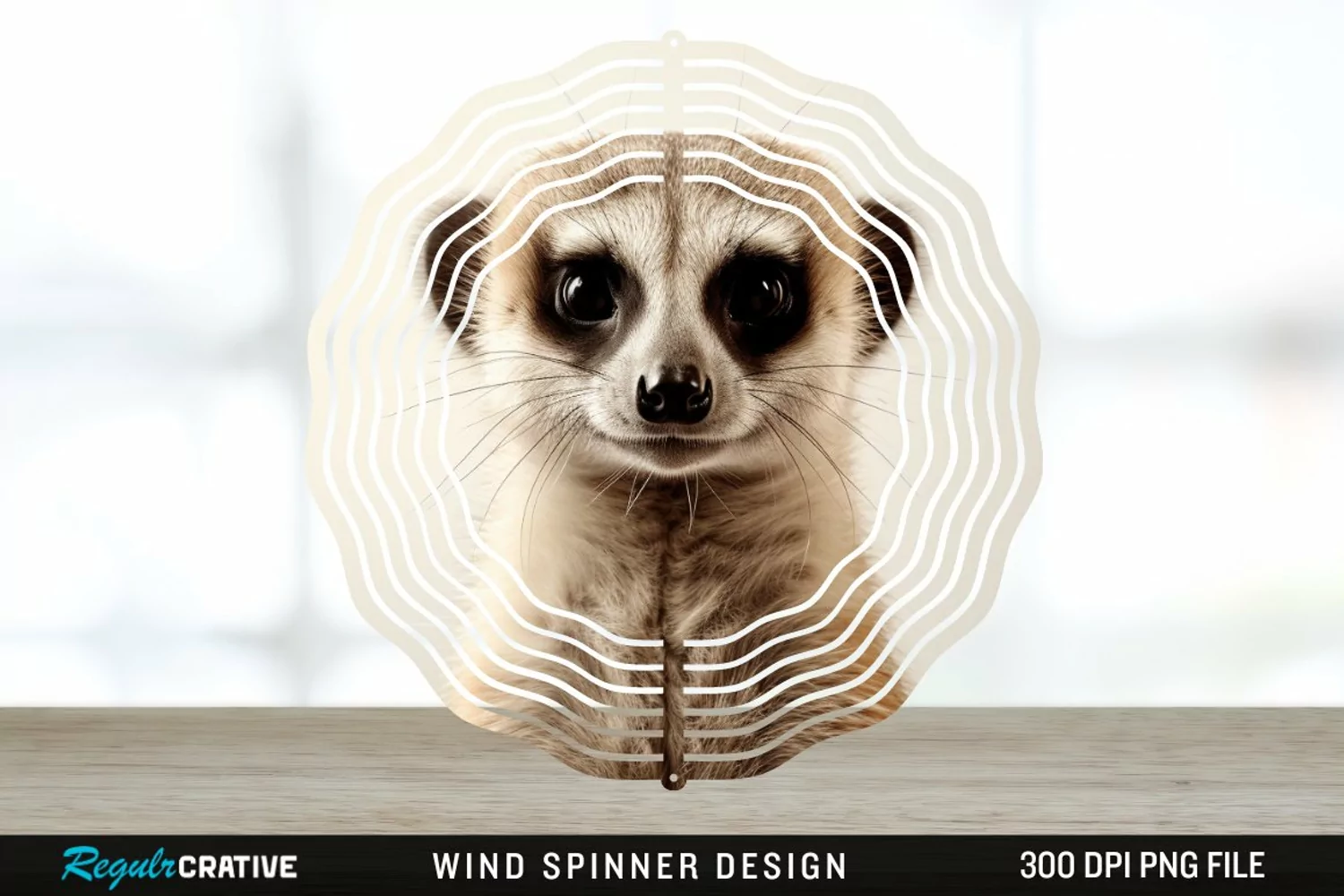 Vintage Meerkat Wind Spinner Sublimation Design PNG product image 1
