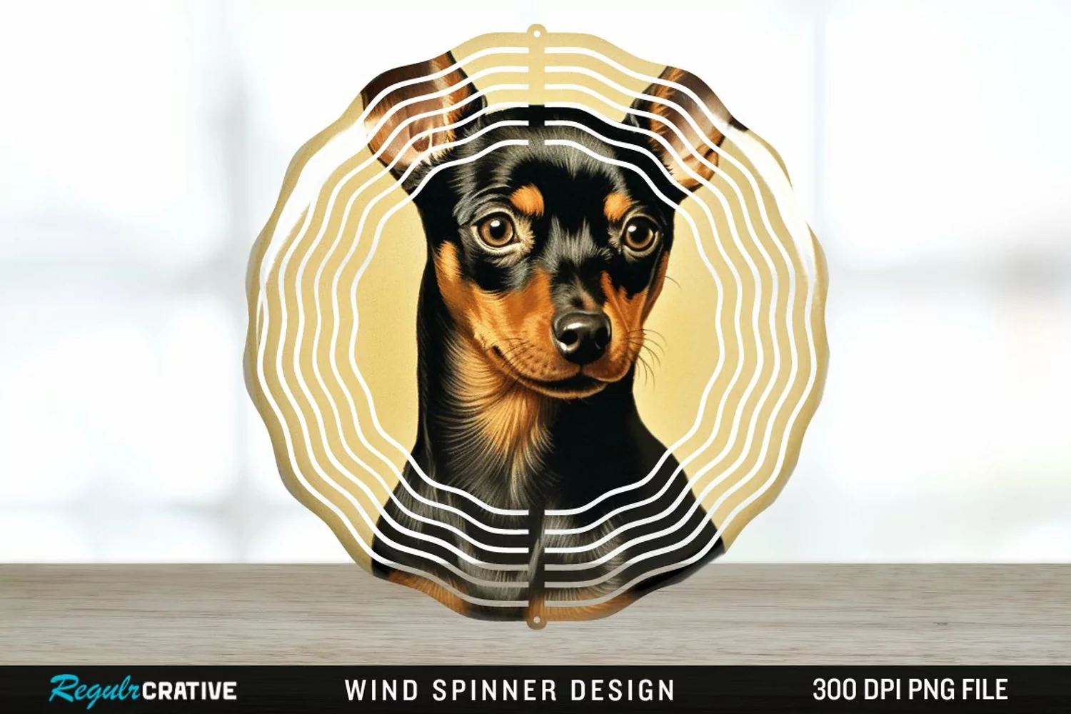 Vintage Miniature Pinscher Dog Wind Spinner Sublimation PNG product image 1
