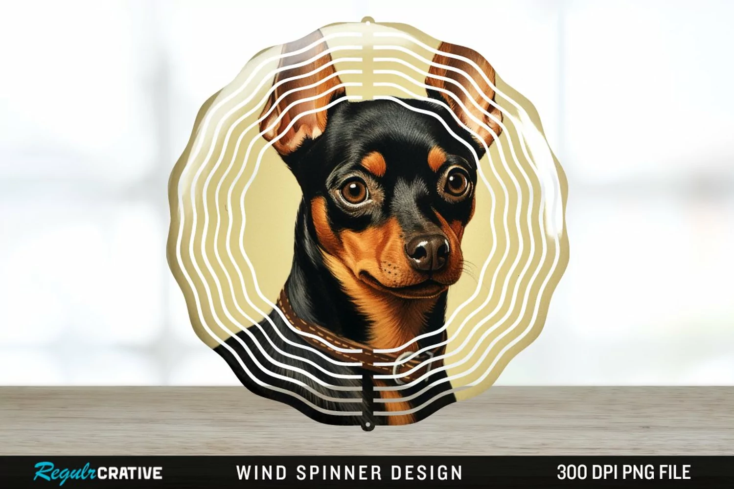 Vintage Miniature Pinscher Dog Wind Spinner Sublimation PNG product image 1
