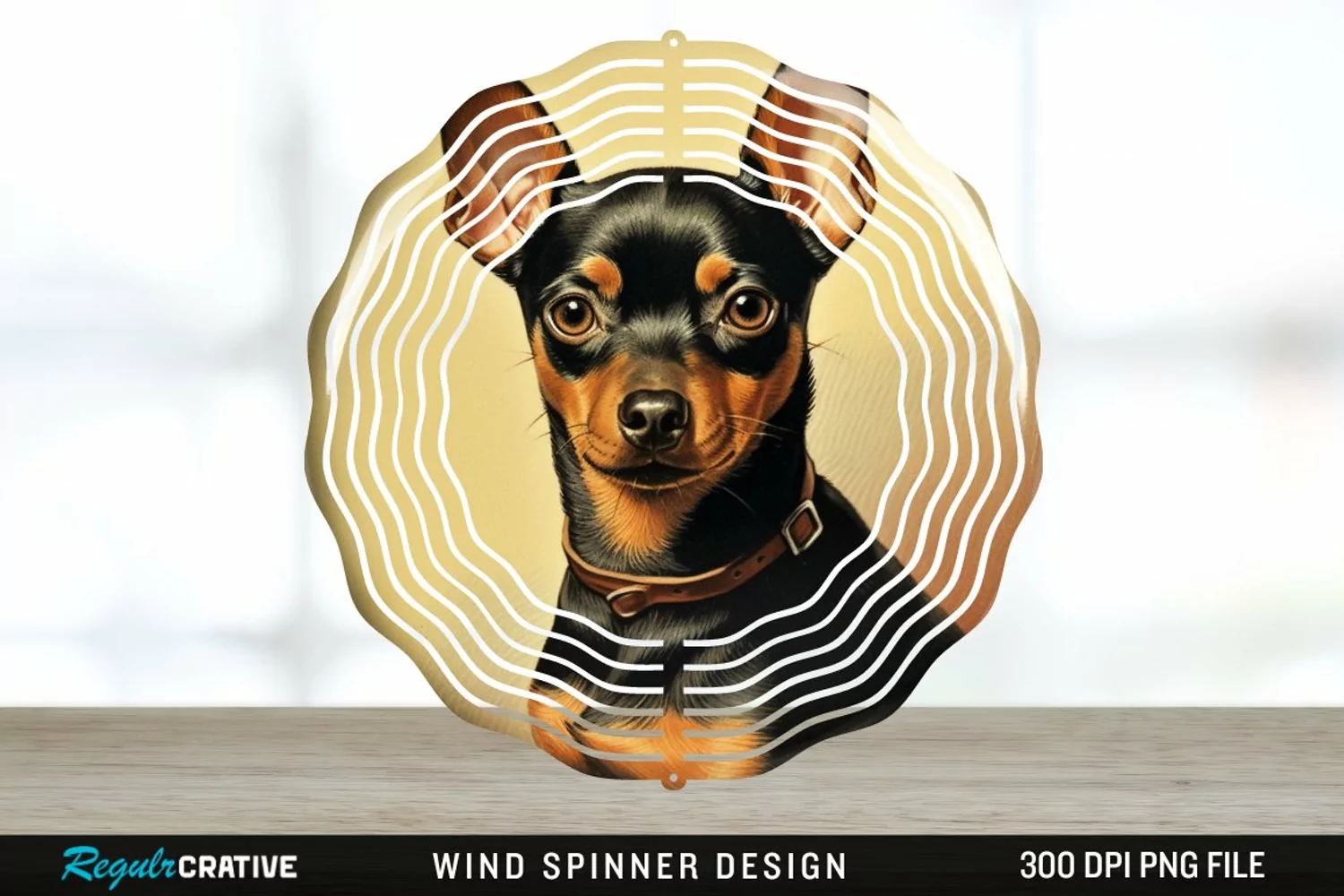 Vintage Miniature Pinscher Dog Wind Spinner Sublimation PNG product image 1