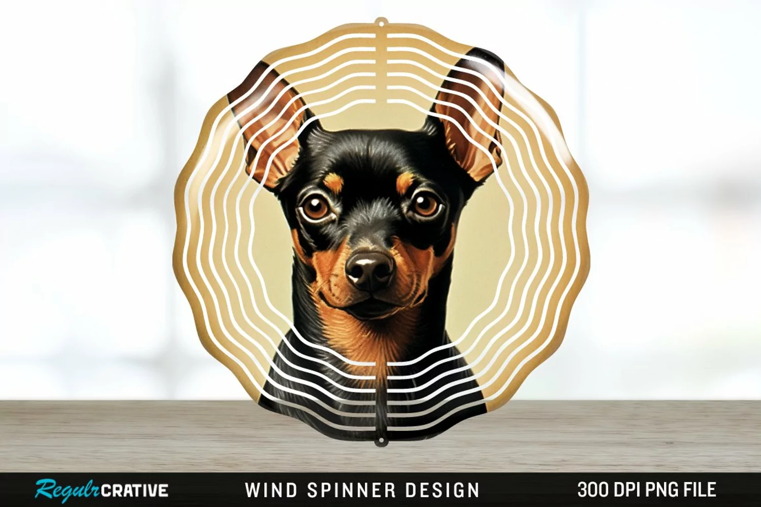 Vintage Miniature Pinscher Dog Wind Spinner Sublimation PNG product image 1