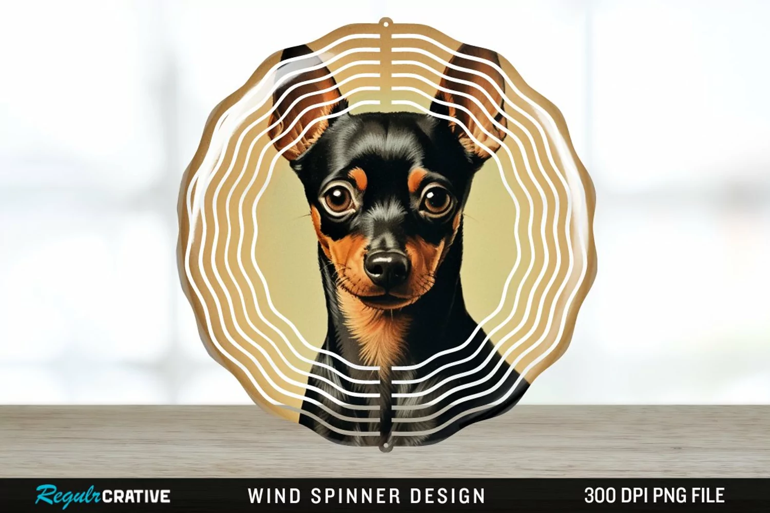 Vintage Miniature Pinscher Dog Wind Spinner Sublimation PNG product image 1