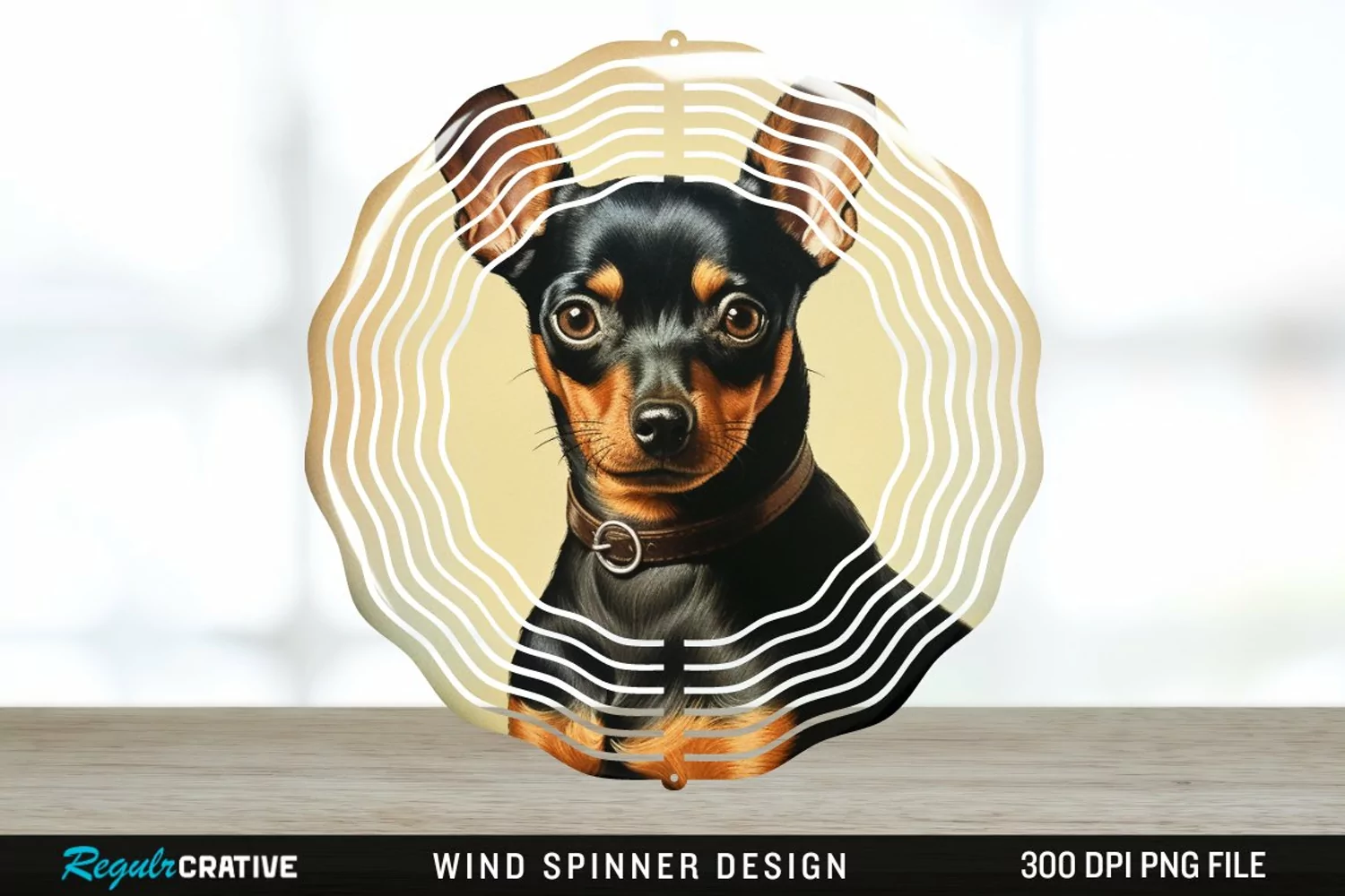 Vintage Miniature Pinscher Dog Wind Spinner Sublimation PNG product image 1