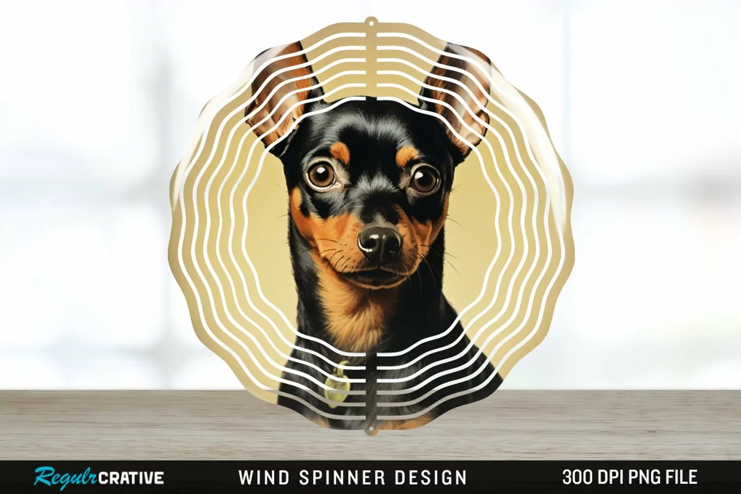 Vintage Miniature Pinscher Dog Wind Spinner Sublimation PNG product image 1