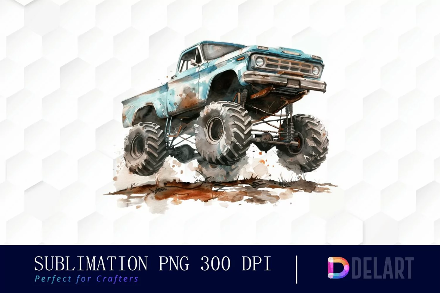 Vintage Monster Truck Illustration Clipart product image 1