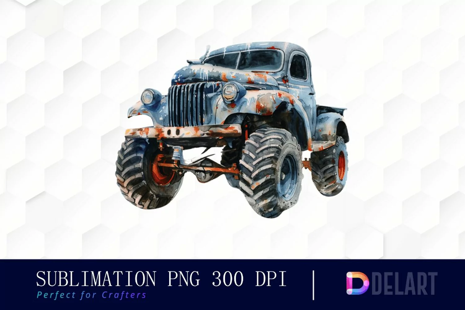 Vintage Monster Truck Illustration Clipart product image 1