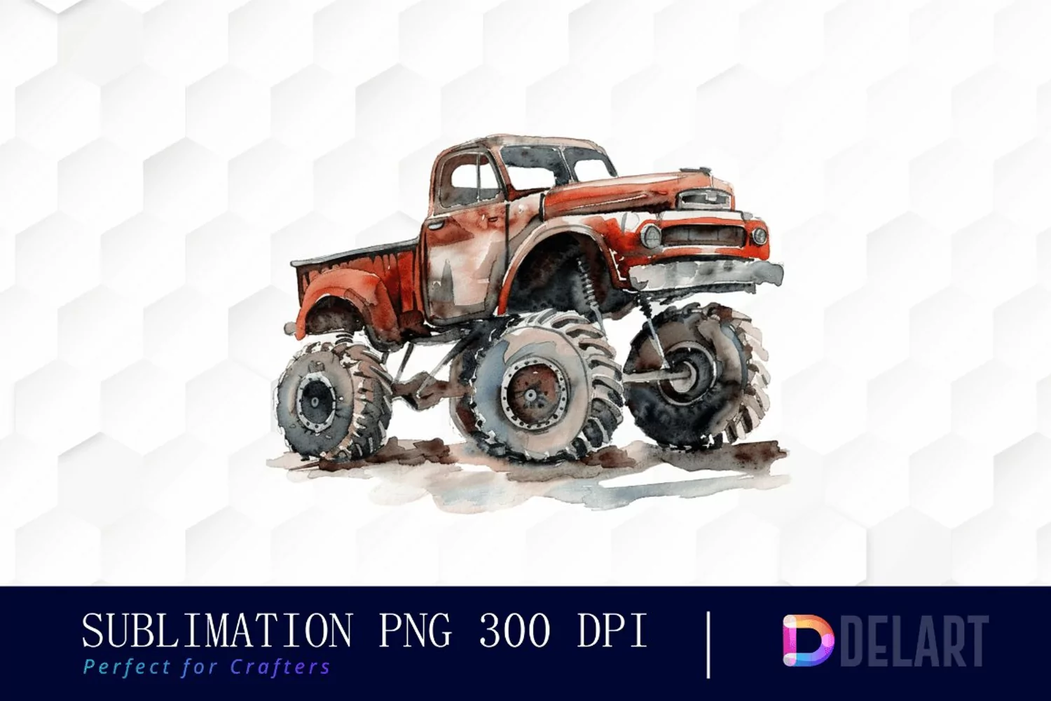 Vintage Monster Truck Illustration Clipart product image 1