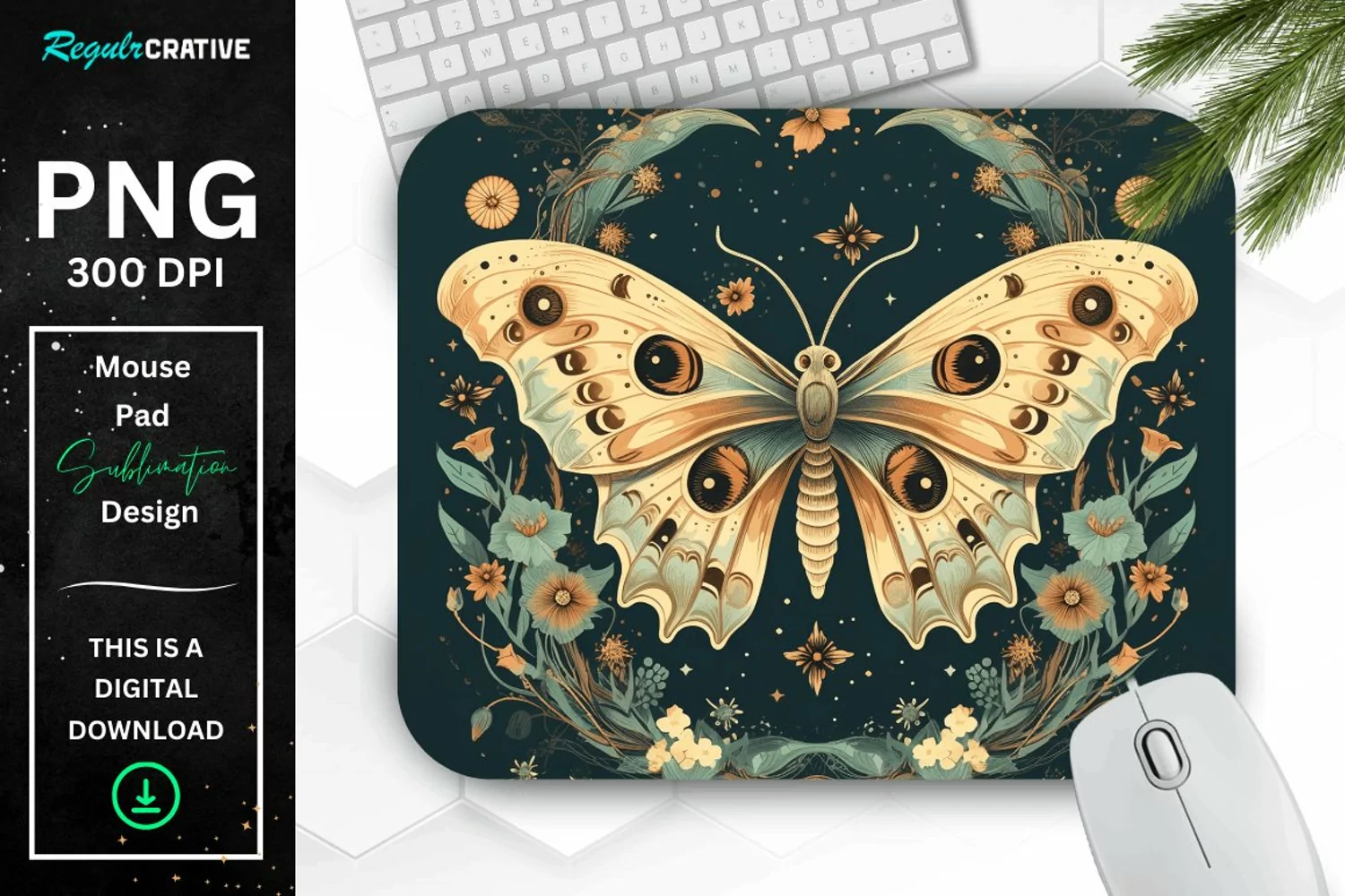 Vintage Moon Moth Mouse pad product image 1