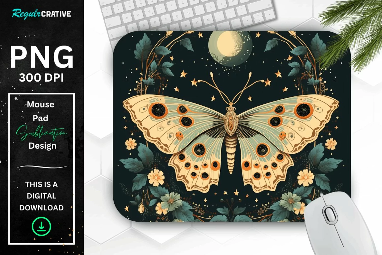 Vintage Moon Moth Mouse pad product image 1