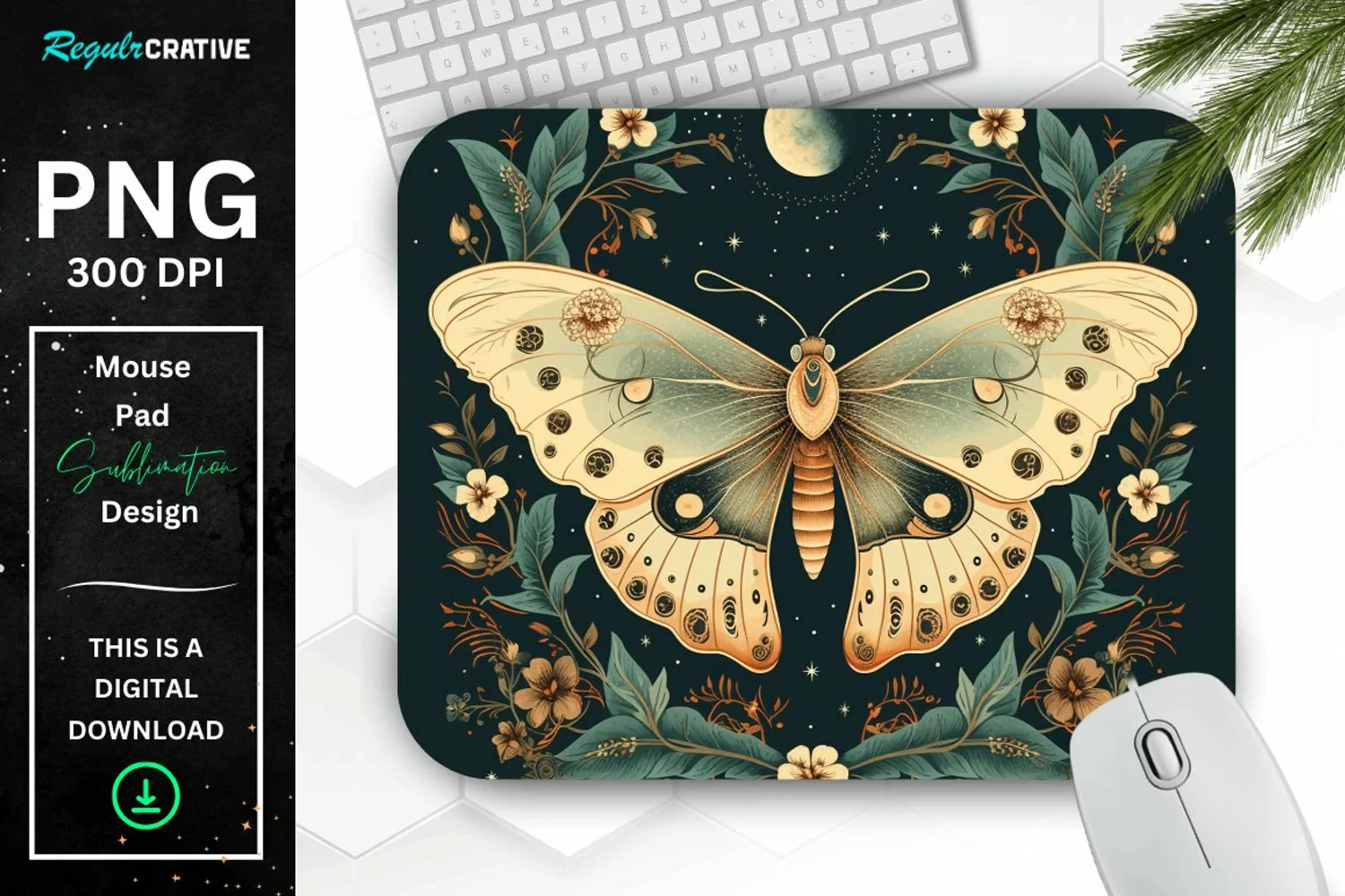 Vintage Moon Moth Mouse pad product image 1