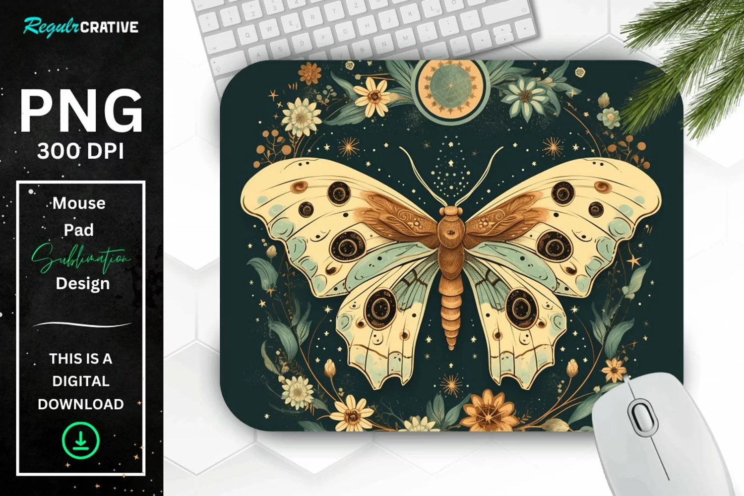 Vintage Moon Moth Mouse pad product image 1
