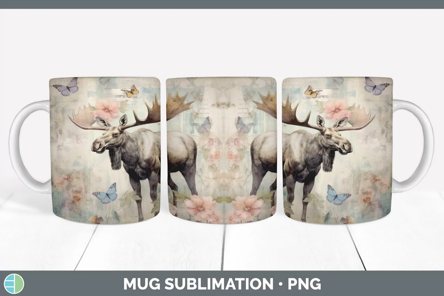 GorgeousDecoupage Moose Mug Wrap design.