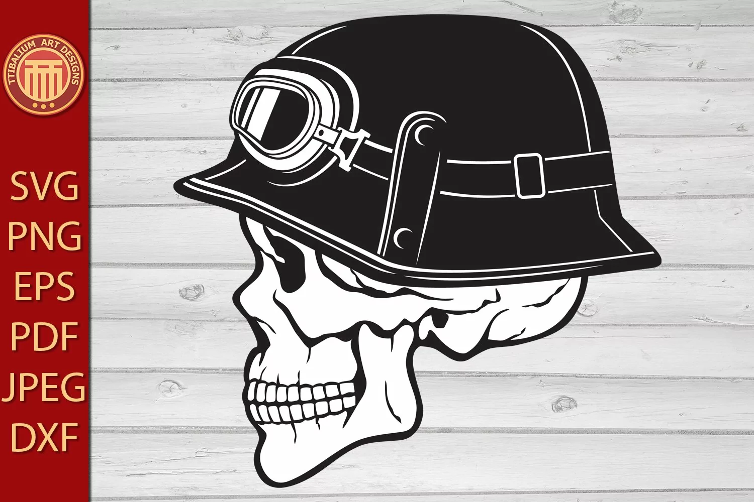 Biker Skull Vintage Motorcycle Helmet - eps, svg, png files product image 1