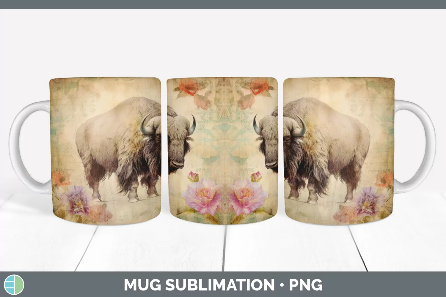 GorgeousDecoupage Musk Ox Mug Wrap design.