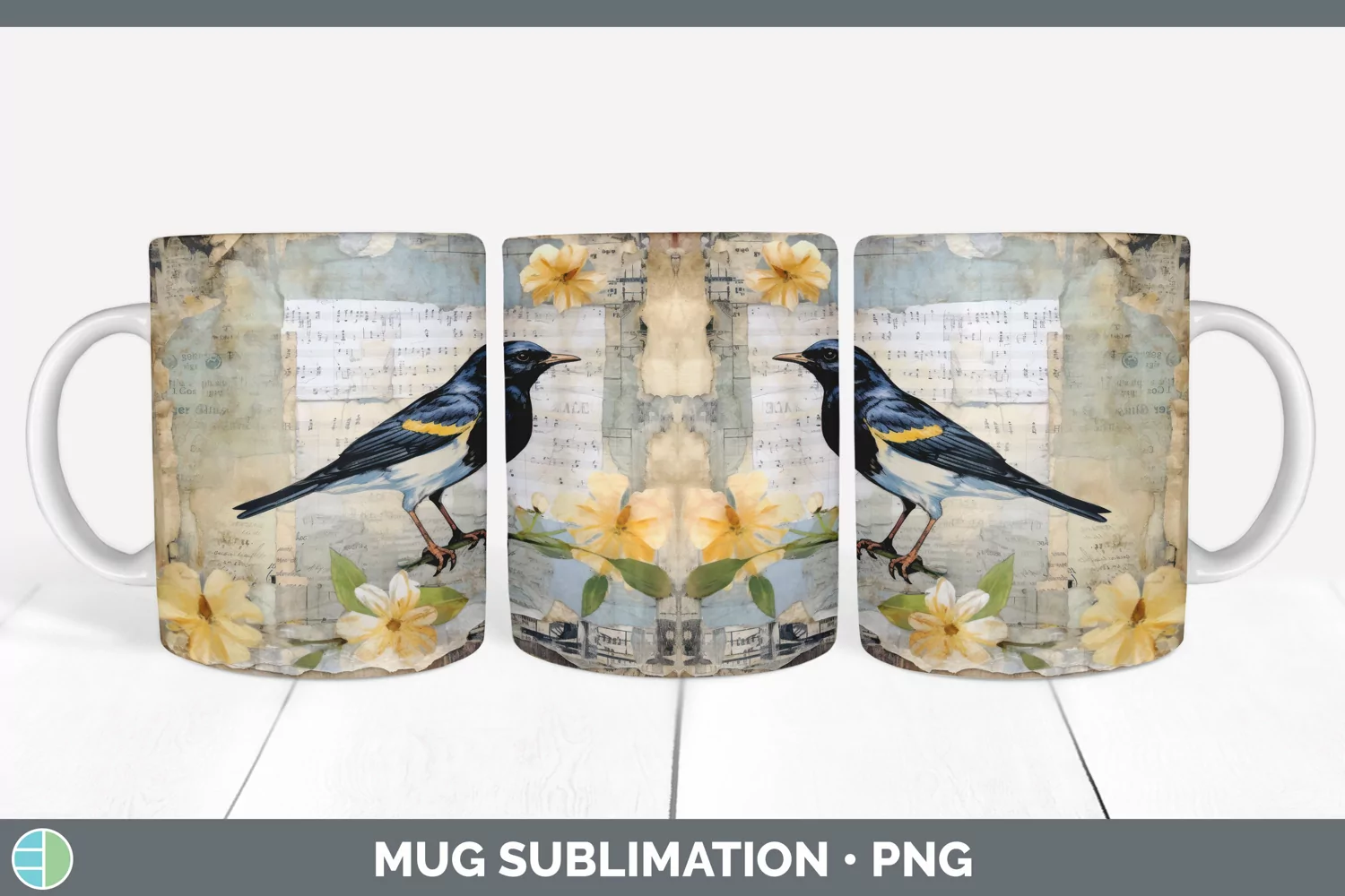GorgeousDecoupage Mynas Mug Wrap design.
