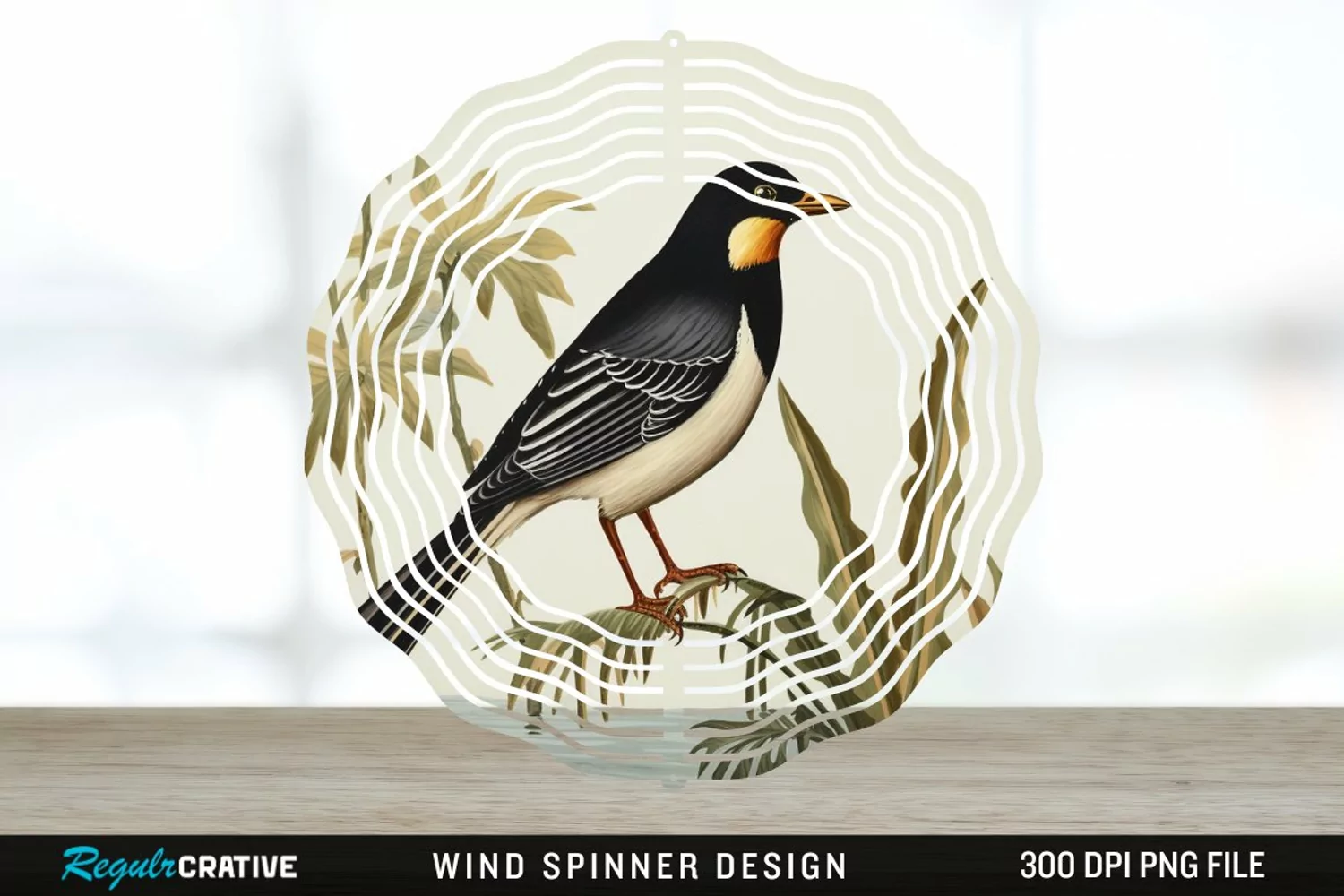 Vintage Myna Bird Spinner Sublimation Design PNG product image 1