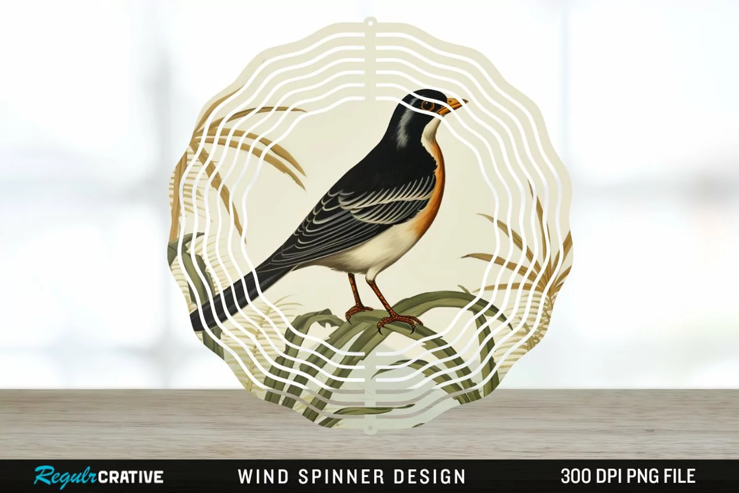Vintage Myna Bird Spinner Sublimation Design PNG product image 1