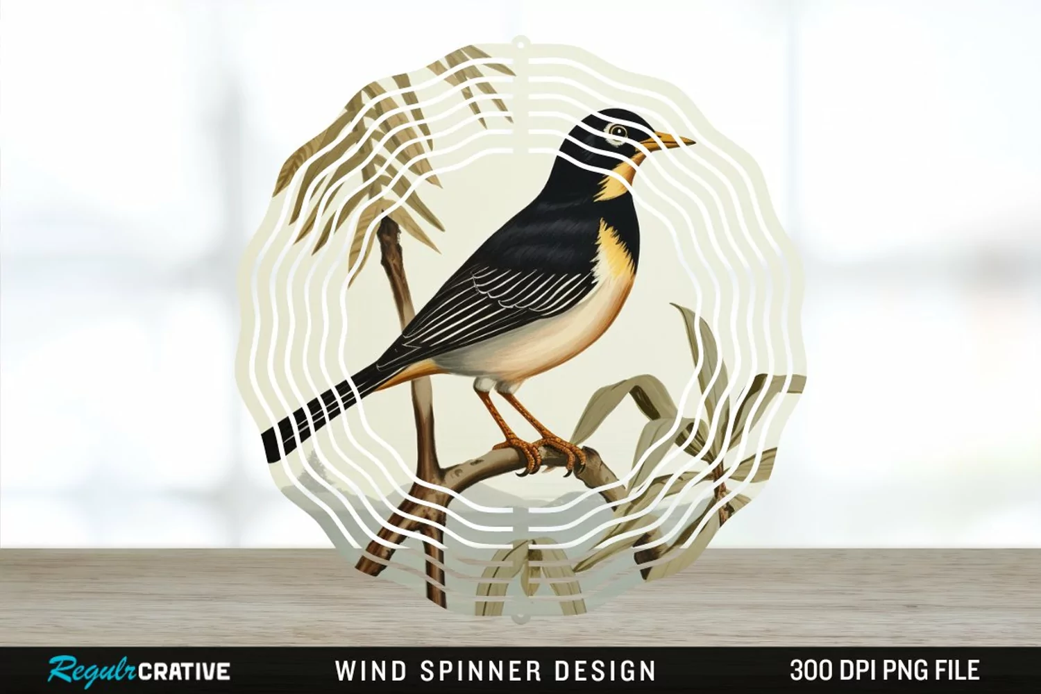 Vintage Myna Bird Spinner Sublimation Design PNG product image 1