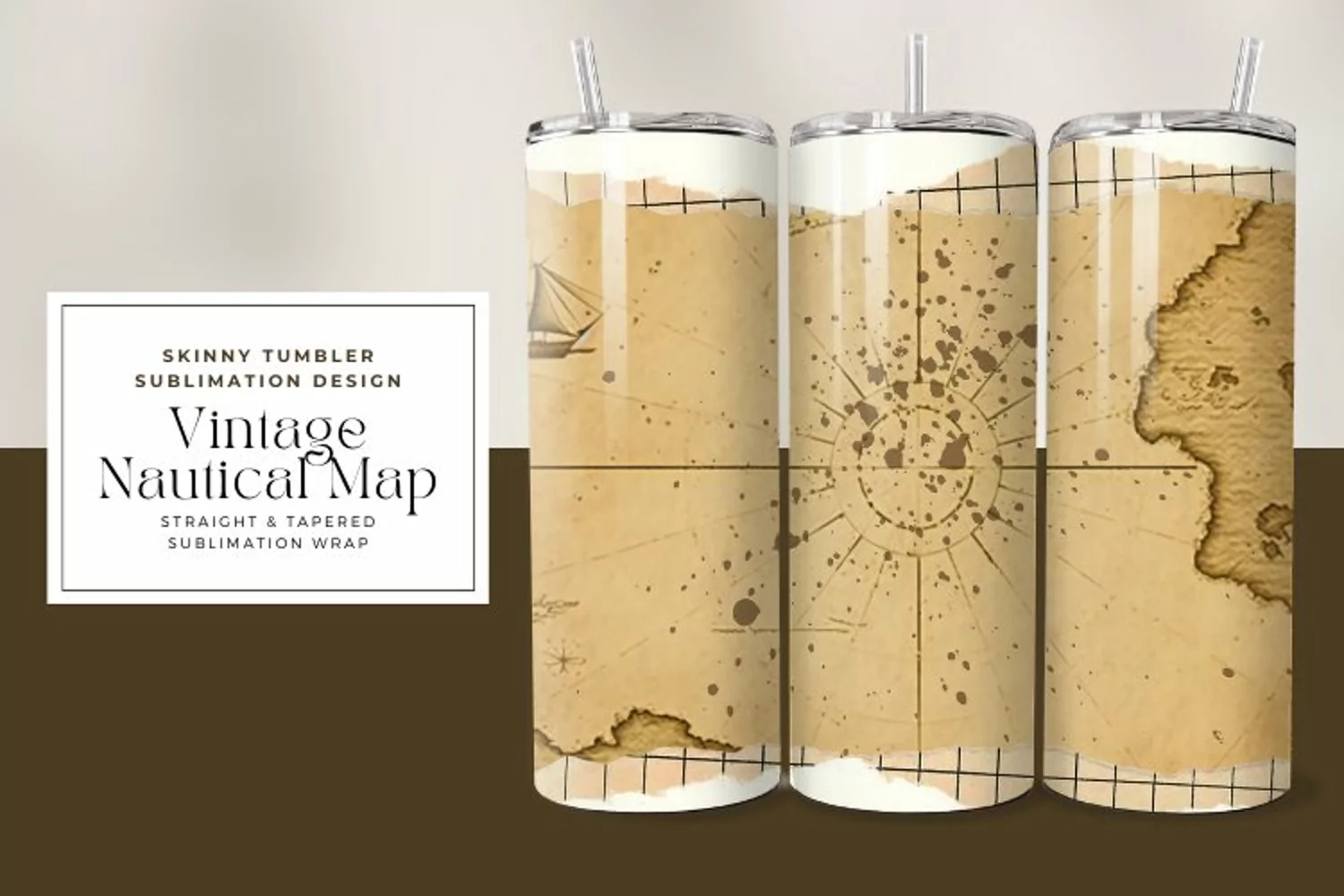 Vintage Nautical Map Tumbler Wrap product image 1