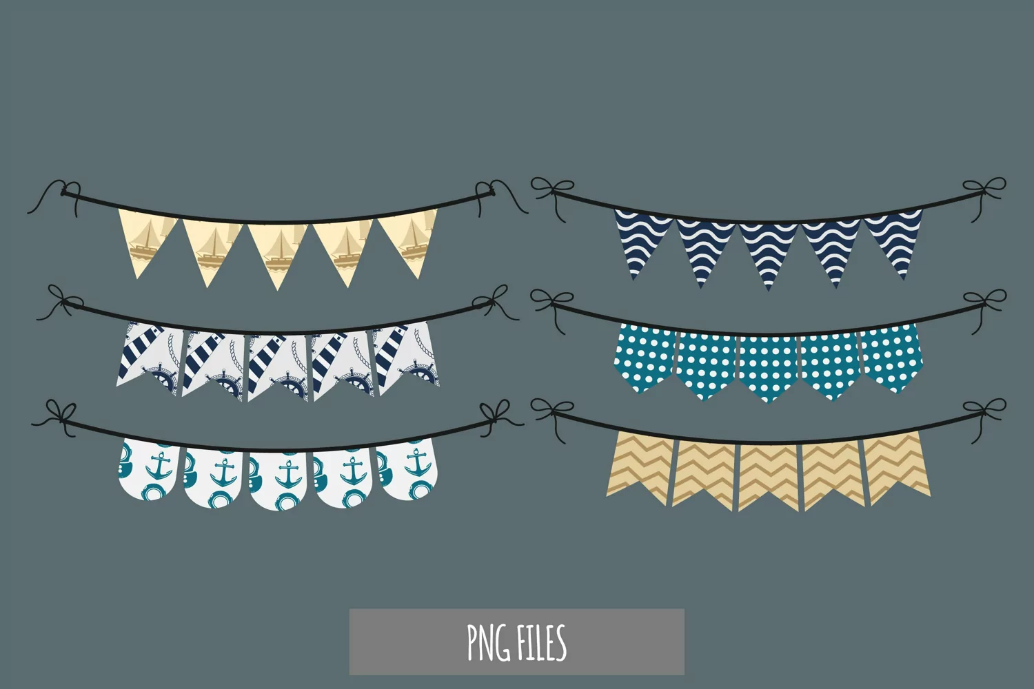 Vintage Nautical Seamless Pattern Bunting Banner Sets product image 1