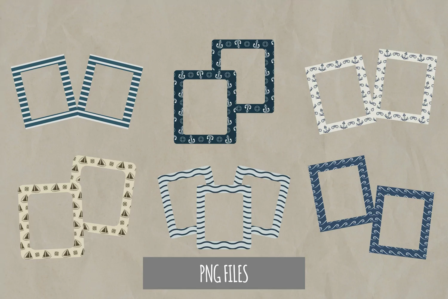 Vintage Nautical Seamless Pattern Frame Set product image 1