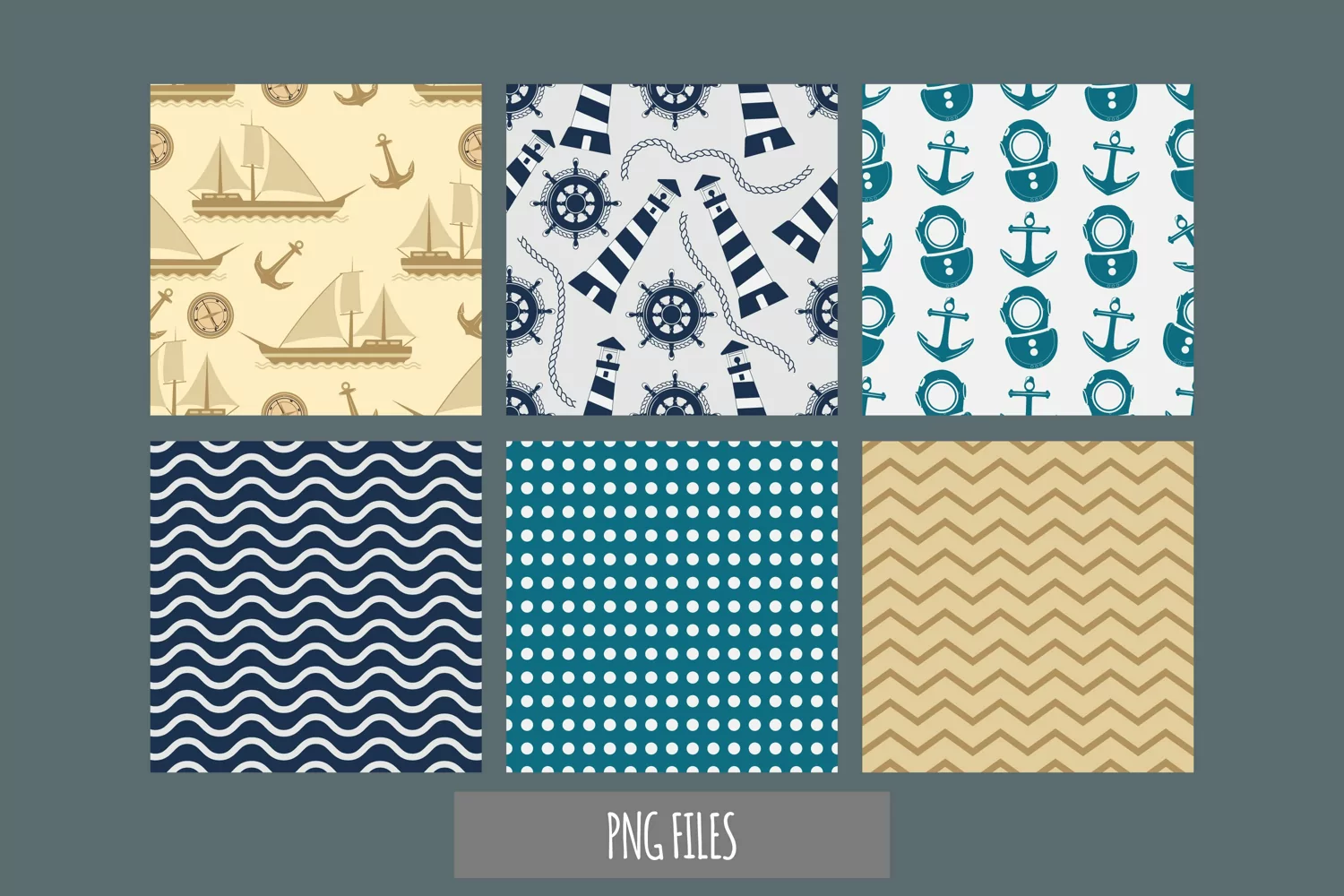 Vintage Nautical Seamless Pattern Paper Packs product image 1