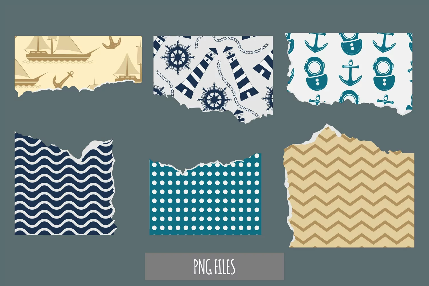Vintage Nautical Seamless Pattern Torn Paper product image 1