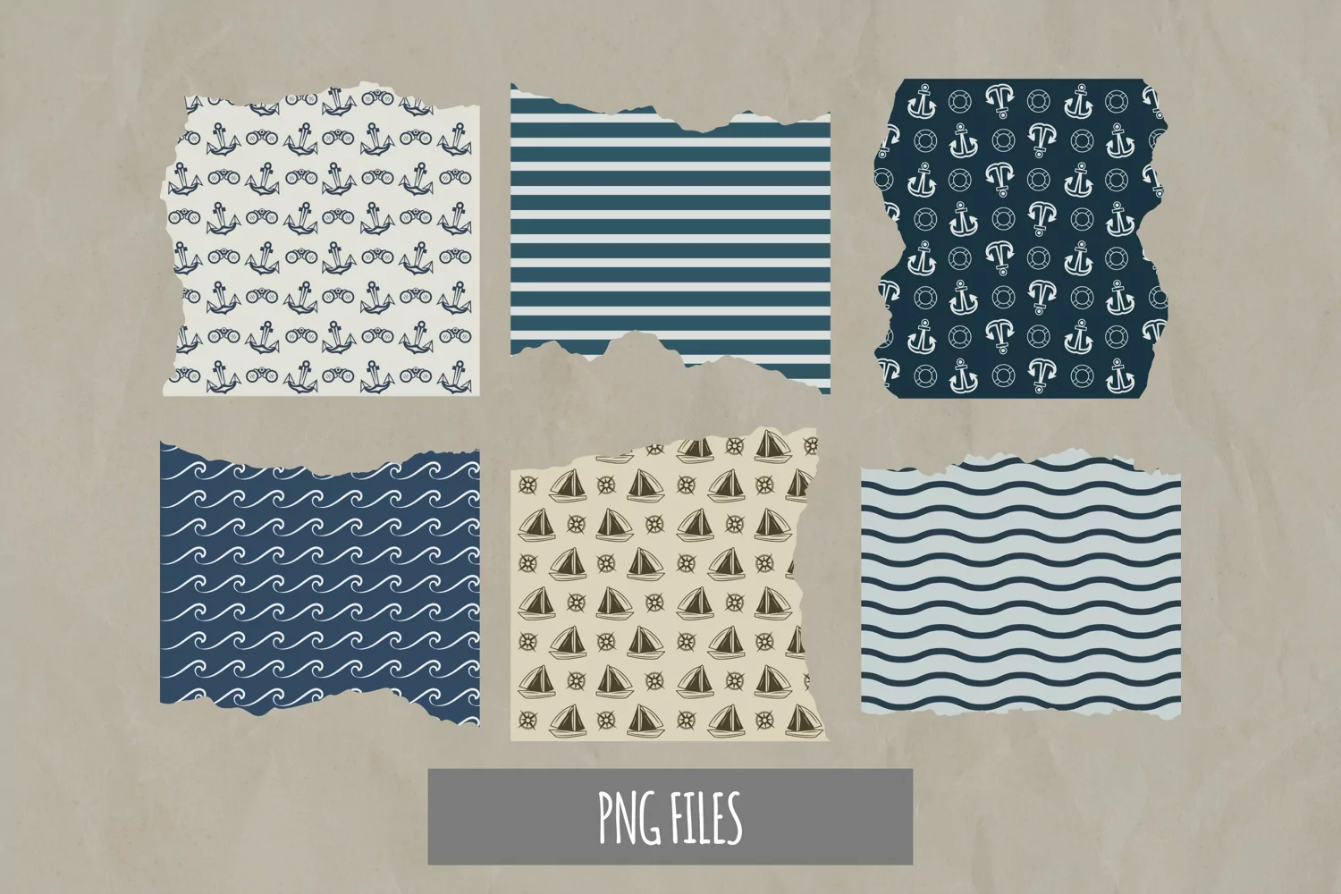 Vintage Nautical Seamless Pattern Torn Paper product image 1