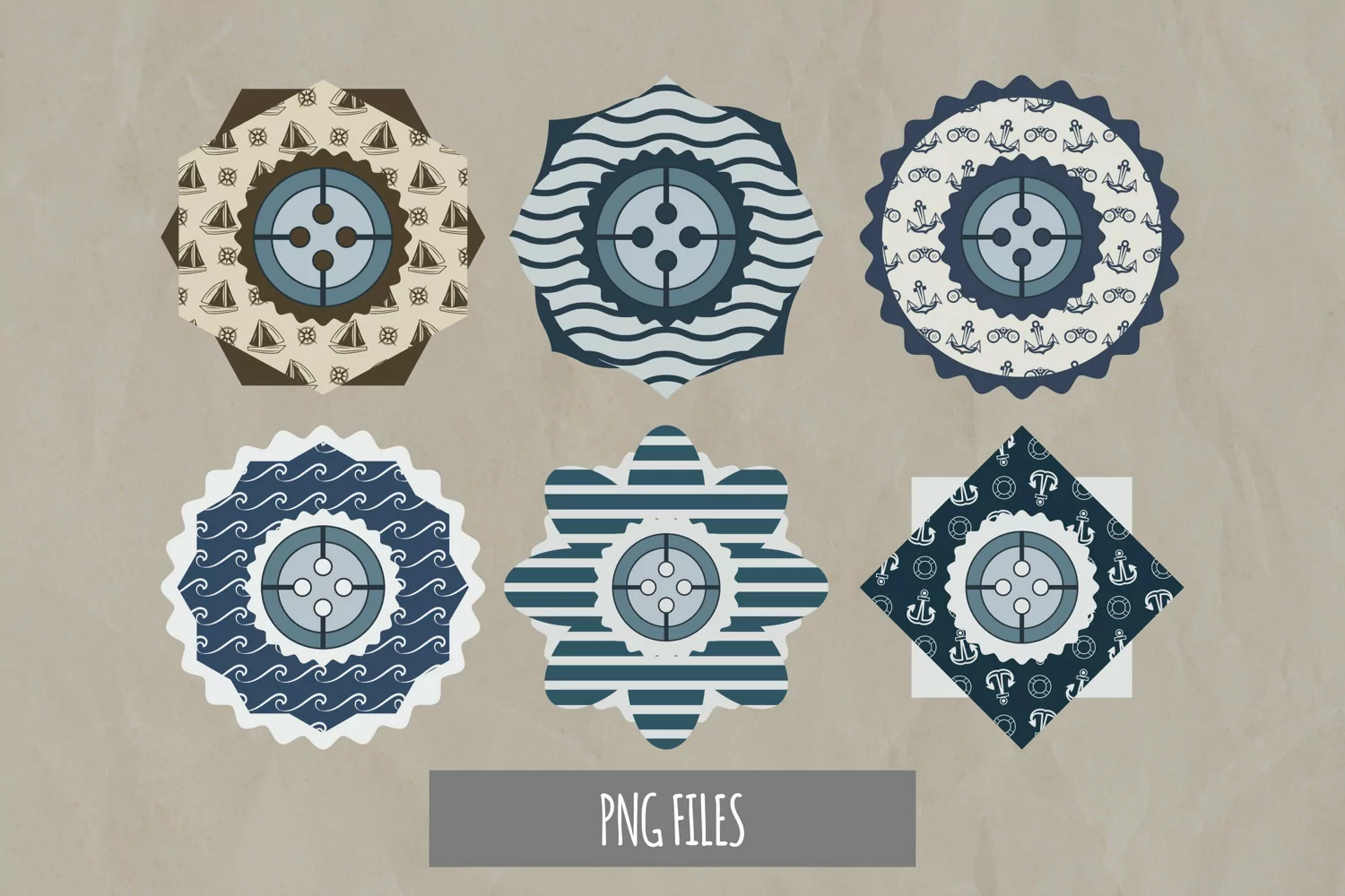 Vintage Nautical Seamless Pattern Button product image 1