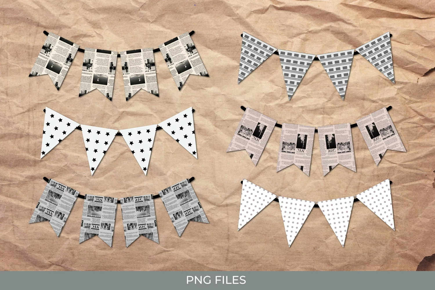 Vintage New York Article in Newspaper Bunting Banner product image 1