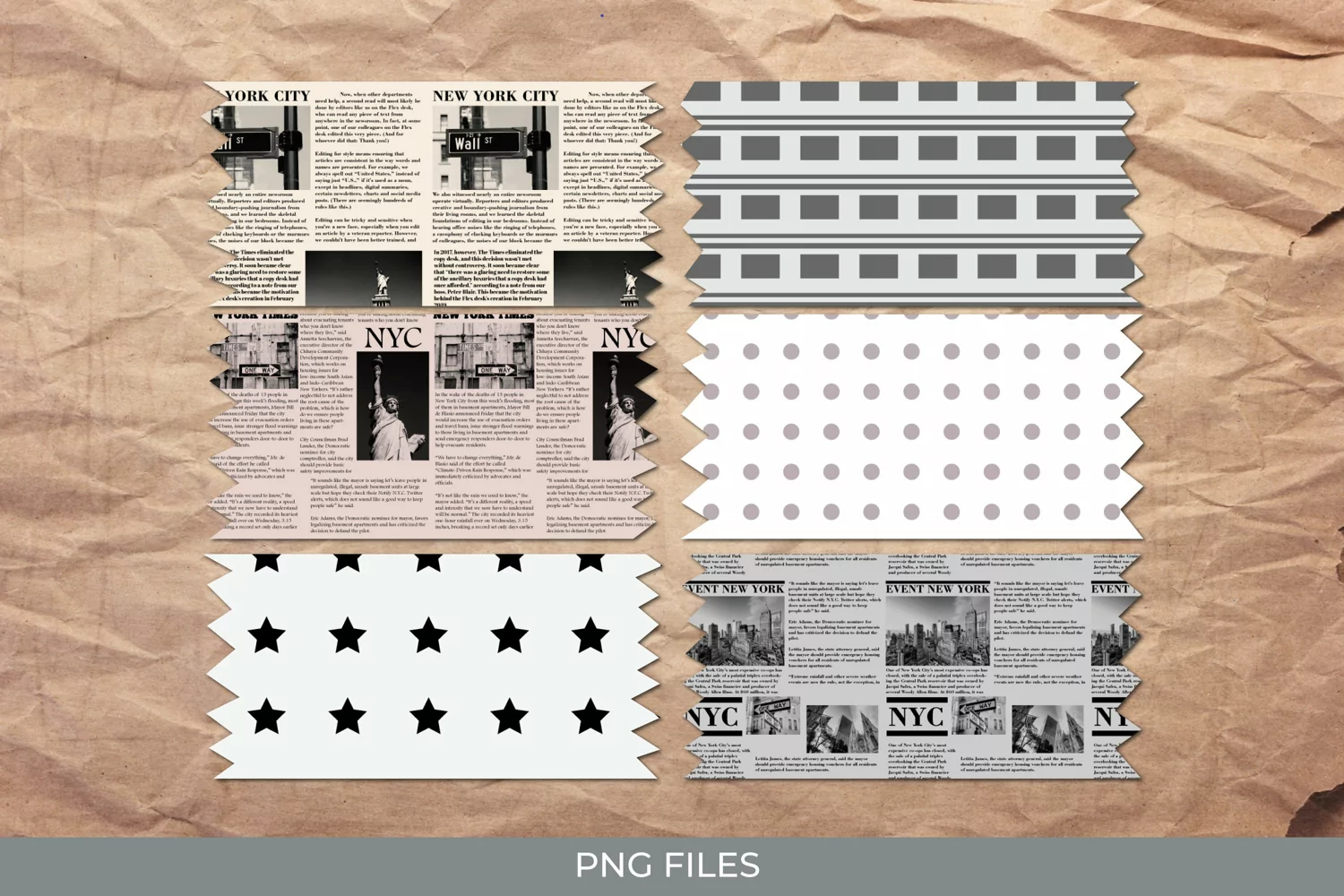 Vintage New York Article in Newspaper Seamless Pattern Tape product image 1