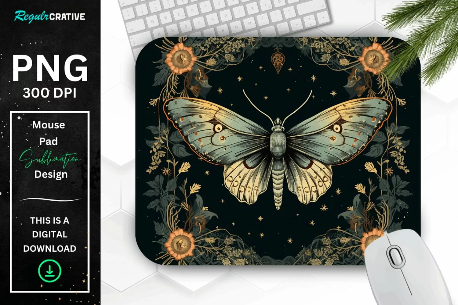 Vintage Night Moth Mouse Pad product image 1