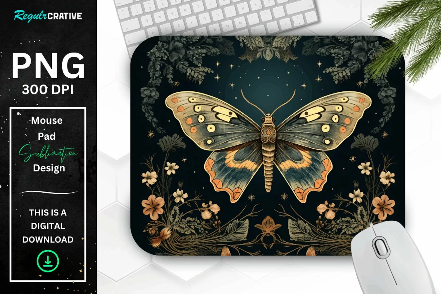 Vintage Night Moth Mouse Pad product image 1