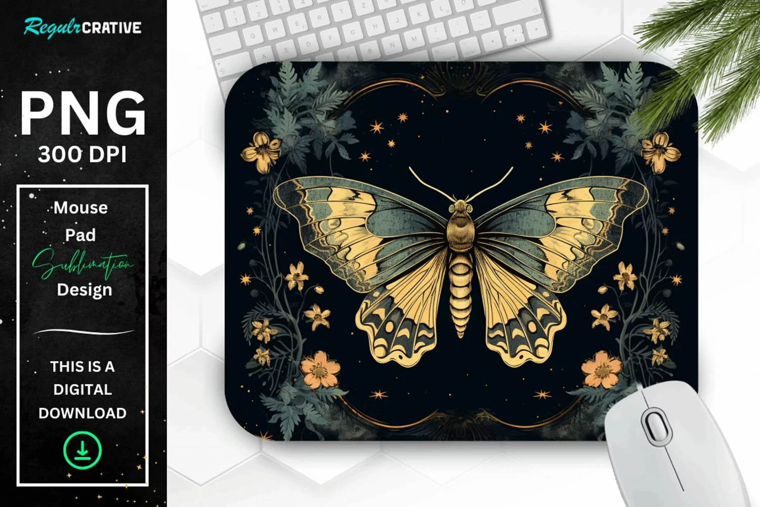 Vintage Night Moth Mouse Pad product image 1
