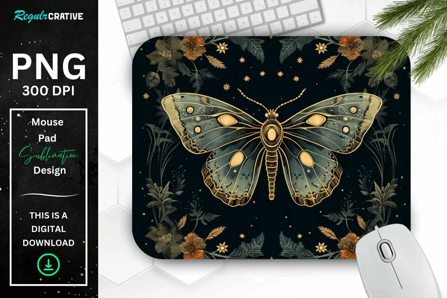 Vintage Night Moth Mouse Pad product image 1
