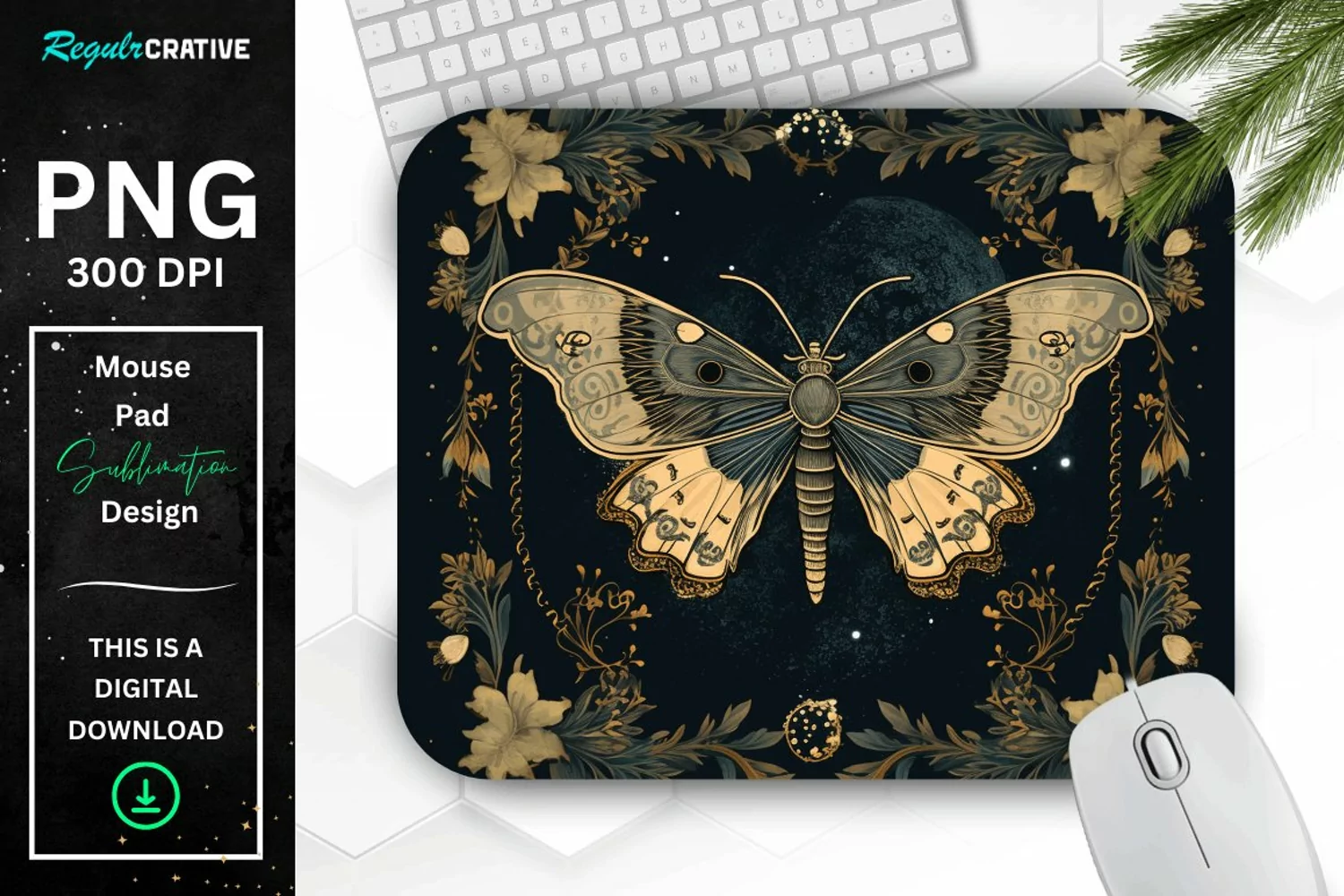 Vintage Night Moth Mouse Pad product image 1