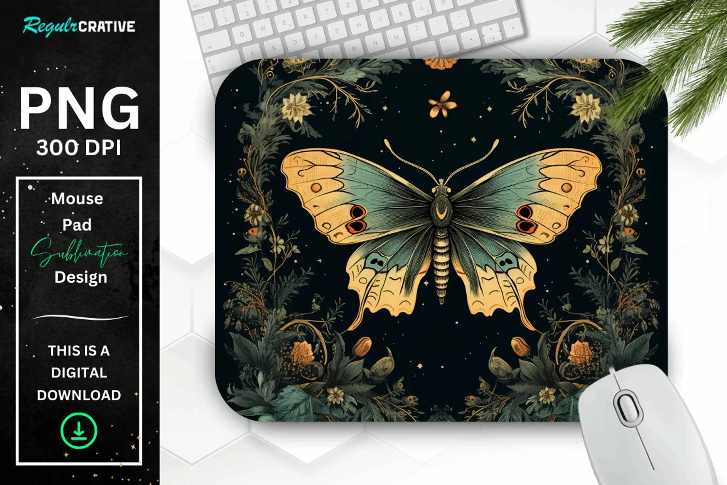 Vintage Night Moth Mouse Pad product image 1