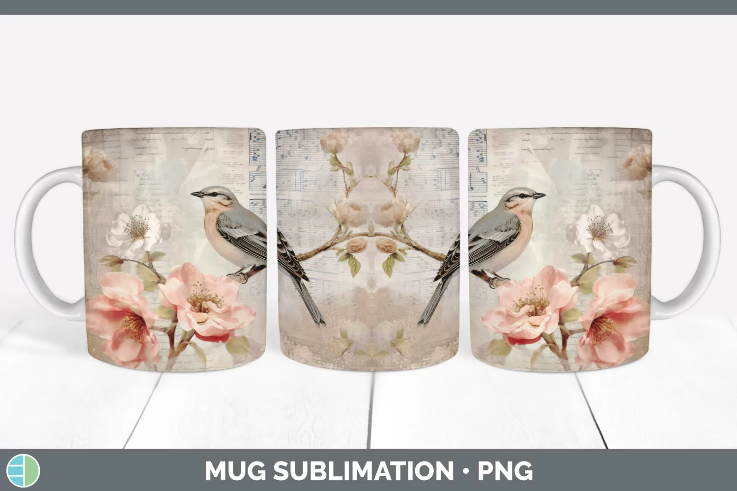 GorgeousDecoupage Nightingales Mug Wrap design.