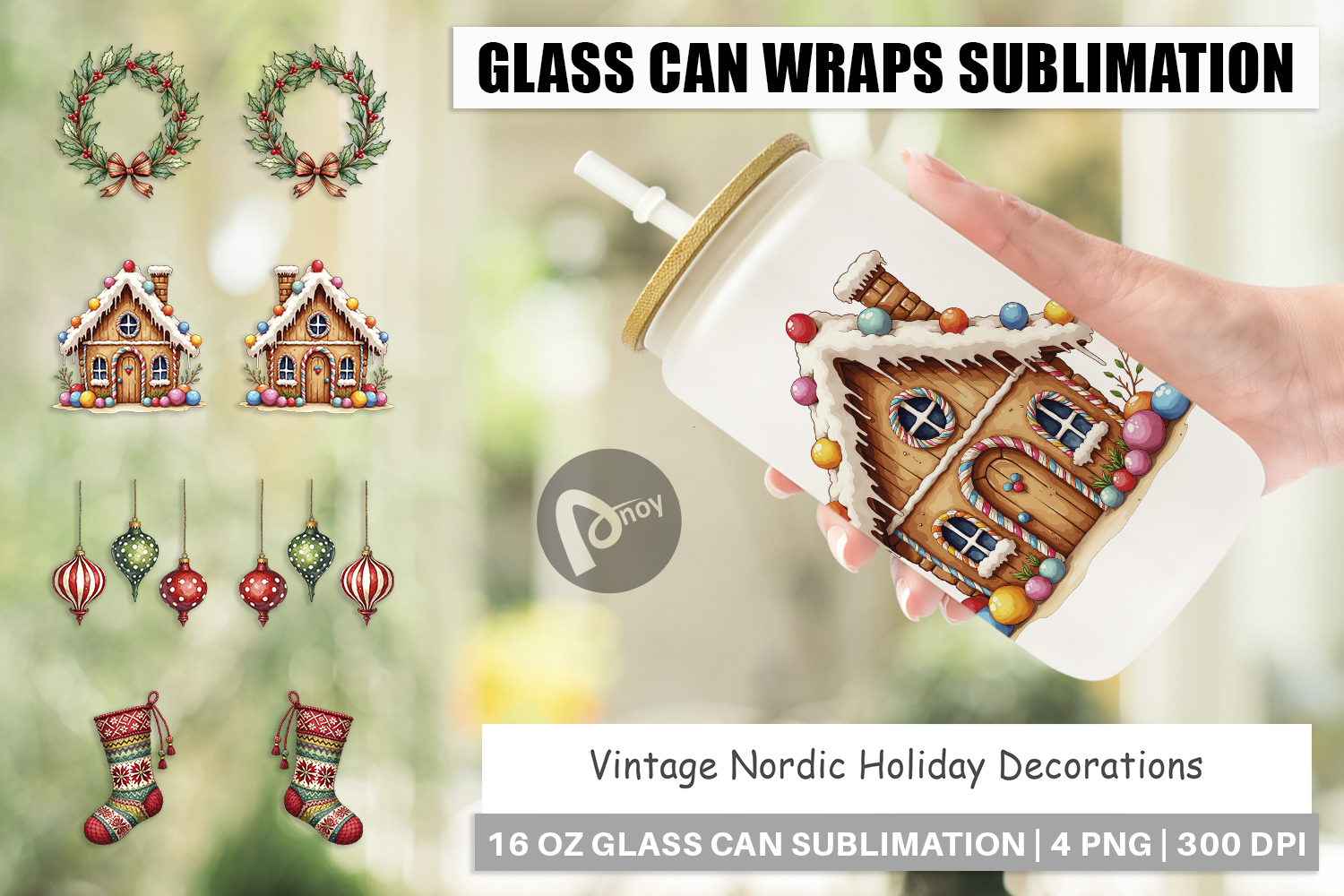 Nordic Holiday Decorations Glass Can product image 1